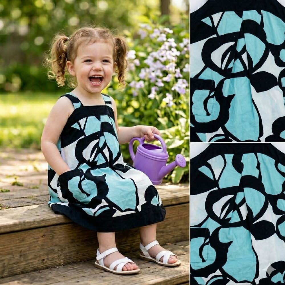 Diane von Furstenberg DVF Baby Gap Dress Multicolor Floral Cotton Pocket sz 2